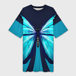 Женская длинная футболка Голубая бабочка