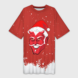 Женская длинная футболка Сатана Санта