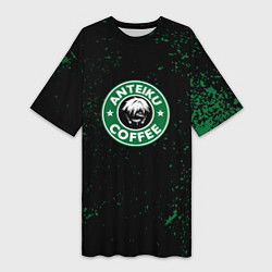Футболка женская длинная Anteiku coffee sturbucks, цвет: 3D-принт