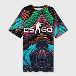 Женская длинная футболка CS GO hyper beast skin