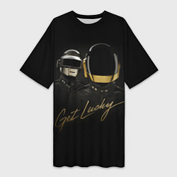 Футболка женская длинная Daft Punk: Get Lucky, цвет: 3D-принт