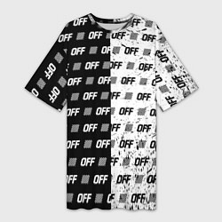 Футболка женская длинная Off-White: Black & White, цвет: 3D-принт