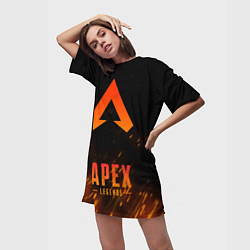 Футболка женская длинная Apex Legends: Orange Flame, цвет: 3D-принт — фото 2