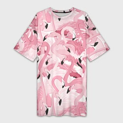 Женская длинная футболка Розовый фламинго