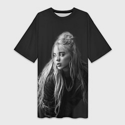 Футболка женская длинная Billie Eilish: Black Fashion, цвет: 3D-принт