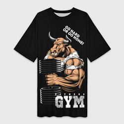 Женская длинная футболка Go heavy or go home - bull