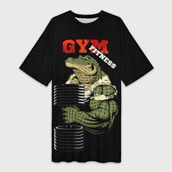Женская длинная футболка GYM fitness crocodile