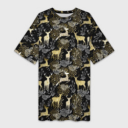 Женская длинная футболка Рождественские олени