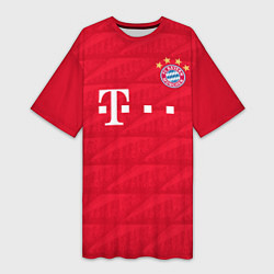 Футболка женская длинная FC Bayern: Lewandowski Home 19-20, цвет: 3D-принт