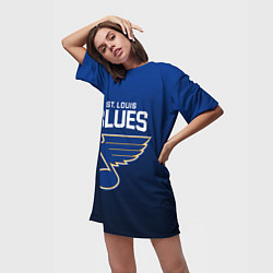 Футболка женская длинная St Louis Blues, цвет: 3D-принт — фото 2