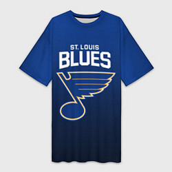 Футболка женская длинная St Louis Blues, цвет: 3D-принт