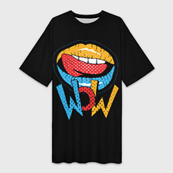 Женская длинная футболка Wow - lips with tongue