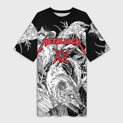 Женская длинная футболка Metallica крысы зомби