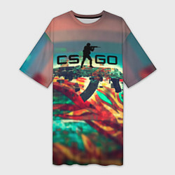 Женская длинная футболка CS GO logo abstract