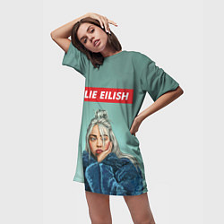 Футболка женская длинная Billie Eilish, цвет: 3D-принт — фото 2