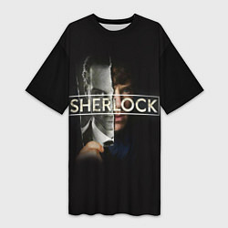 Футболка женская длинная Sherlock, цвет: 3D-принт