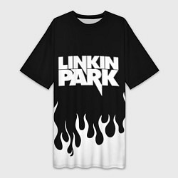 Футболка женская длинная Linkin Park: Black Flame, цвет: 3D-принт