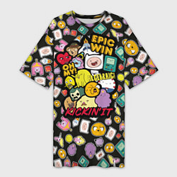 Женская длинная футболка Adventure Time stickers