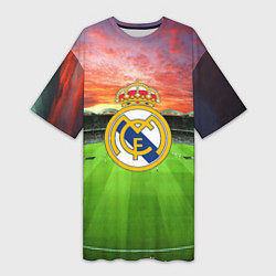 Футболка женская длинная FC Real Madrid, цвет: 3D-принт
