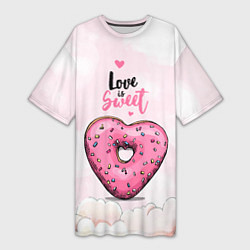 Женская длинная футболка Пончик сердечко