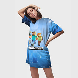 Футболка женская длинная Minecraft Майнкрафт, цвет: 3D-принт — фото 2