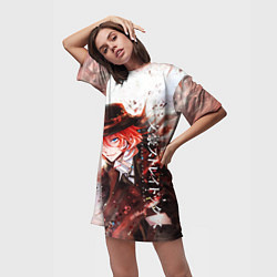 Футболка женская длинная Bungou Stray Dogs, цвет: 3D-принт — фото 2