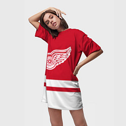 Футболка женская длинная Детройт Ред Уингз, цвет: 3D-принт — фото 2