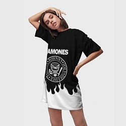 Футболка женская длинная RAMONES, цвет: 3D-принт — фото 2