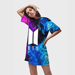 Футболка женская длинная BTS, цвет: 3D-принт — фото 2