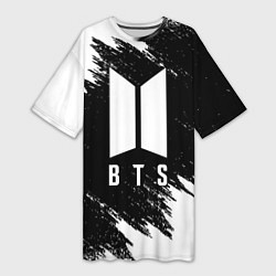 Футболка женская длинная BTS, цвет: 3D-принт