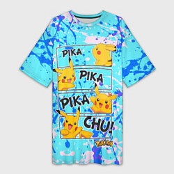 Женская длинная футболка Pikachu