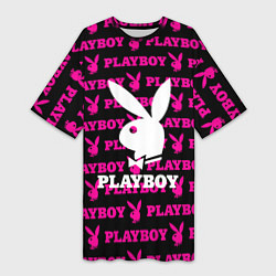 Футболка женская длинная PLAYBOY, цвет: 3D-принт