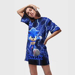 Футболка женская длинная SONIC, цвет: 3D-принт — фото 2
