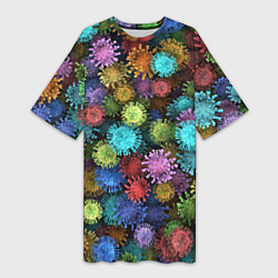 Женская длинная футболка Разноцветные вирусы