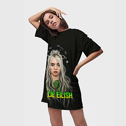 Футболка женская длинная BILLIE EILISH, цвет: 3D-принт — фото 2