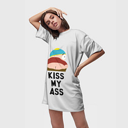 Футболка женская длинная Kiss My Ass, цвет: 3D-принт — фото 2