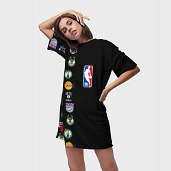 Футболка женская длинная NBA Team Logos 2, цвет: 3D-принт — фото 2