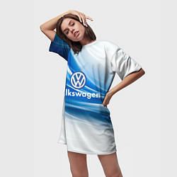 Футболка женская длинная Volkswagen, цвет: 3D-принт — фото 2