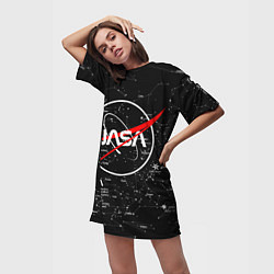Футболка женская длинная NASA, цвет: 3D-принт — фото 2