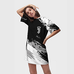 Футболка женская длинная Juventus F C, цвет: 3D-принт — фото 2
