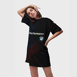 Футболка женская длинная BMW PERFORMANCE, цвет: 3D-принт — фото 2