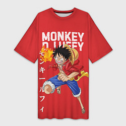 Футболка женская длинная Monkey D Luffy, цвет: 3D-принт