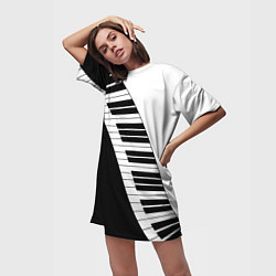 Футболка женская длинная Piano Пианино, цвет: 3D-принт — фото 2