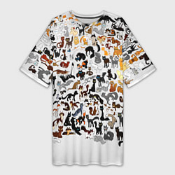 Женская длинная футболка Котики