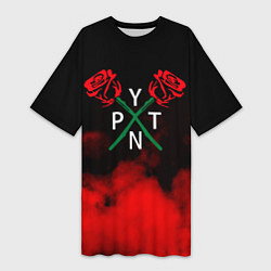 Женская длинная футболка PYTN X ROSE