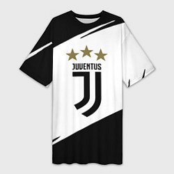 Футболка женская длинная JUVENTUS, цвет: 3D-принт