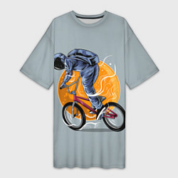 Женская длинная футболка Космический велосипедист Z