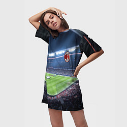 Футболка женская длинная FC MILAN, цвет: 3D-принт — фото 2