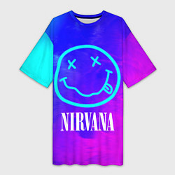 Футболка женская длинная NIRVANA НИРВАНА, цвет: 3D-принт