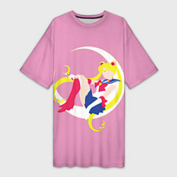 Футболка женская длинная Сейлор мун, цвет: 3D-принт
